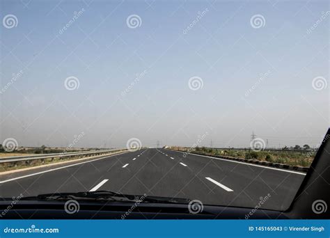 Highway Road View Through Car Stock Image Image Of Perspective Exit