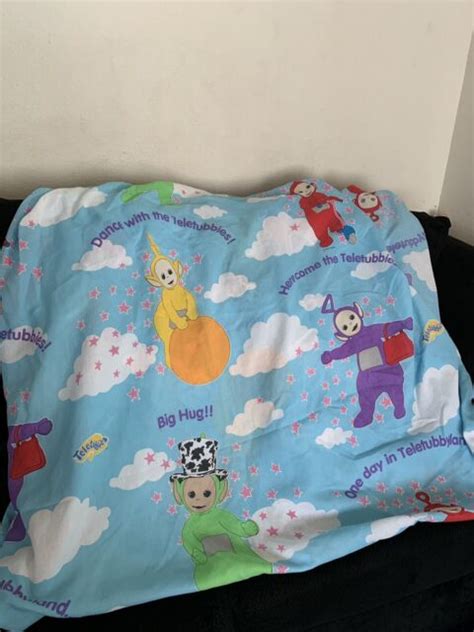 Vtg Teletubbies Twin Fitted Bed Sheet Tinky Winky Laa Laa Dipsy 1998
