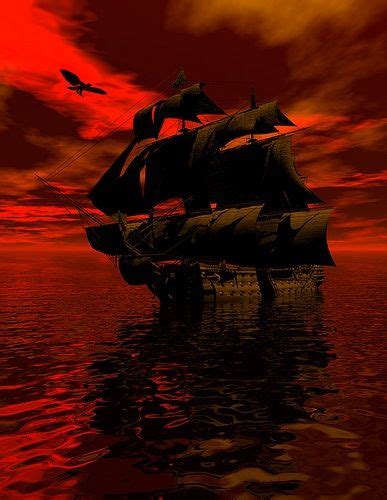 The Dark Ship Tall Ships Ship At Sea Red Sky