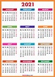 2021 Calendar with Holidays, Printable Free, Colorful, Red, Orange ...