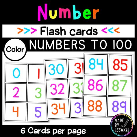 Number Flash Cards 0 100 Color Made By Teachers
