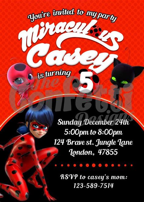 Miraculous Ladybug Invitation Miraculous By Theconfettidesigns