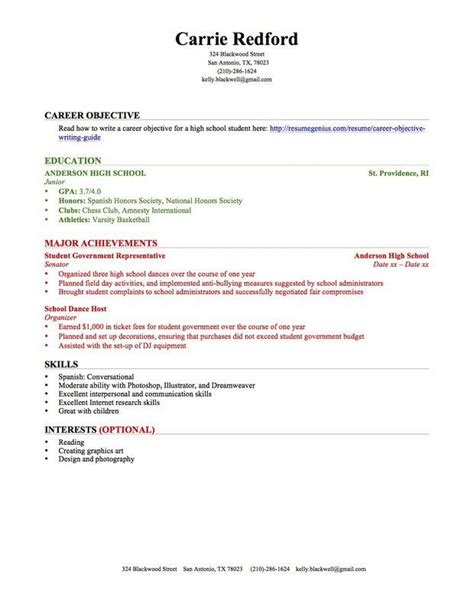 high school student resume template word google search