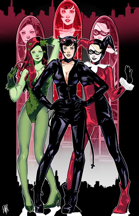 Dc Dames Poison Ivy Catwoman And Harley Quinn Batman Art