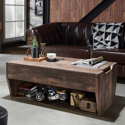Rustic Oak Lift Top Coffee Table Furniture Of America Uver Rustic Oak