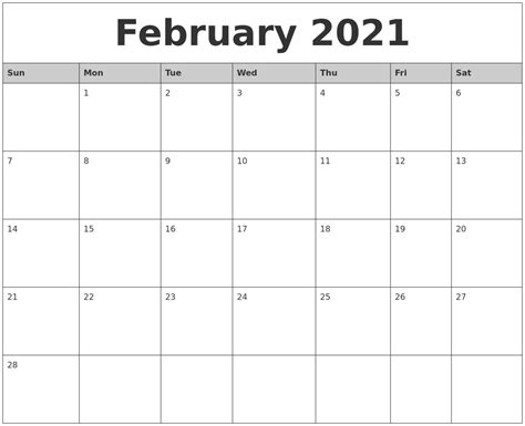 Create your own 2021 month planners using our calendar maker you can print multiple copies of the calendar or planner as you like, make sure the copyright text at the bottom remains intact. February 2021 Monthly Calendar Printable