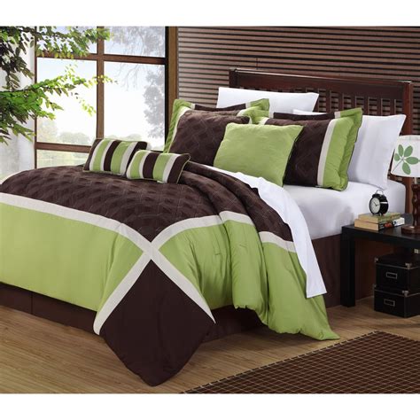 Green Brown Oversized 8 Piece Comforter Set With Images Comforter