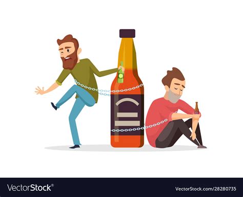 Alcohol Addict Drunk Men Abuse Royalty Free Vector Image