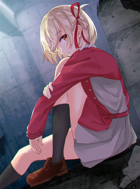 wallpaper anime girls lycoris recoil nishikigi chisato short hair blonde solo artwork