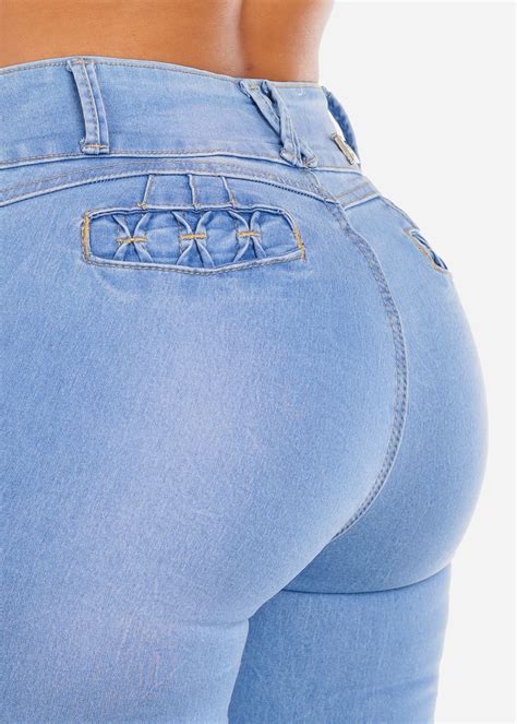 Moda Xpress Womens Skinny Jeans High Waisted Butt Lifting Light Wash
