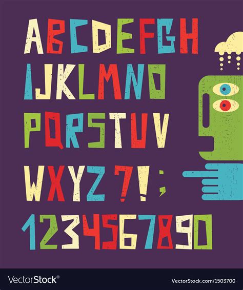 Funny Alphabet Letters With Numbers Royalty Free Vector