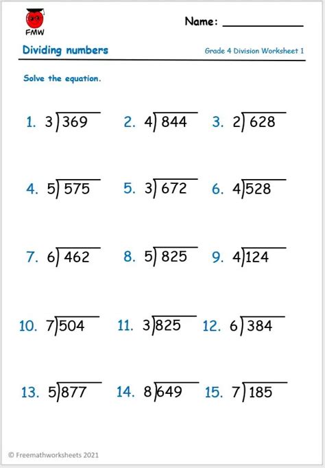 Division Worksheets Grade 4 Free Printable
