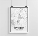 Hatfield City Map Print City Map Wall Art Hatfield England | Etsy
