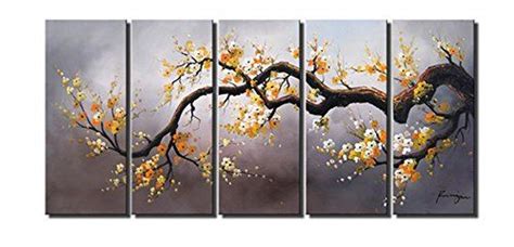 Modern Abstract Cherry Blossom Tree Wall Art Picture 5pcs