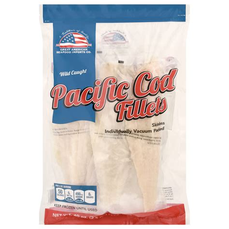 Save On Great American Seafood Pacific Cod Fillets Skinless Frozen