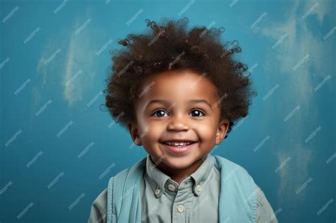 Premium Ai Image Studio Portrait Of Cute Little African Boy Standing