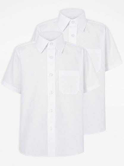 Boys School 2 Pack Short Sleeve Shirts White School George At Asda