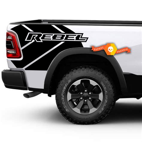 Dodge Ram Rebel Grunge Logo Truck Bed Vinyl Decal Graphic