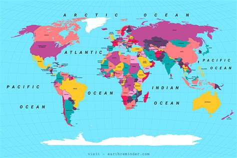 7 Continents And 5 Oceans Of The World Earth Reminder