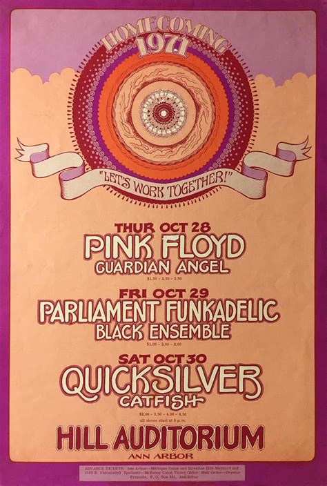 Pink Floyd 1971 Ann Arbor Vintage Music Posters Vintage Concert