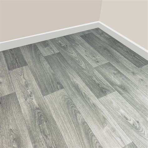 Vine Oak Grey Vinyl Lino Flooring 2m And 4m Width Kitchen Bathroom Flo
