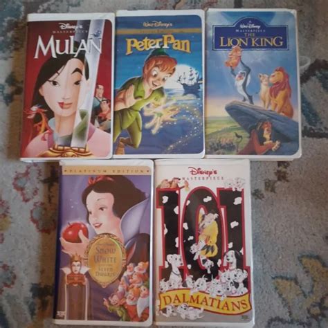 LOT 5 DISNEY VHS Movies Mulan Peter Pan Lion King Snow White 101