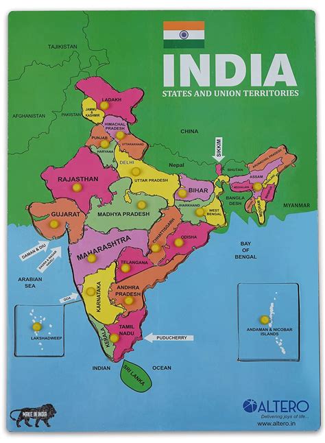 Altero India Map Puzzle For Kids Indian States And Capitals For Kids