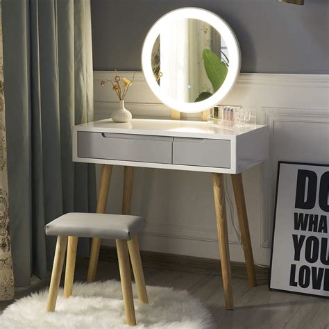 Yourlite Dressing Table With Led Lights Mirror White Vanity Makeup