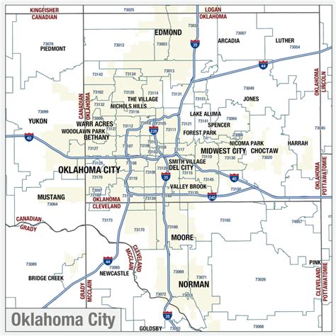 Oklahoma Zip Code Wall Map The Map Shop