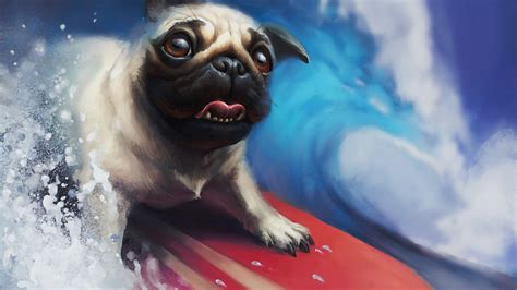 1920x1080 Pug Surfing Laptop Full Hd 1080p Hd 4k Wallpapers Images