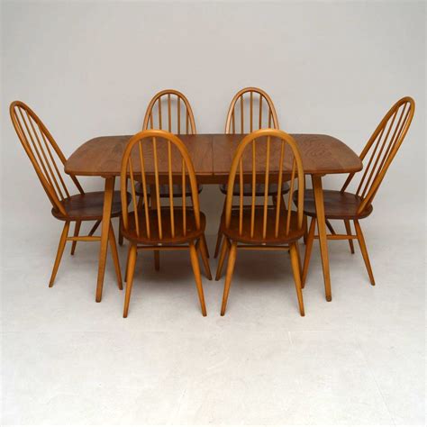 1960s Ercol Grand Windsor Dining Table And Six Chairs Interior