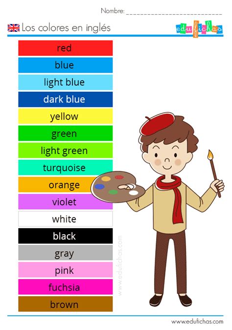 Los Colores En Inglés Para Que Aprendan Los Niños English Colors