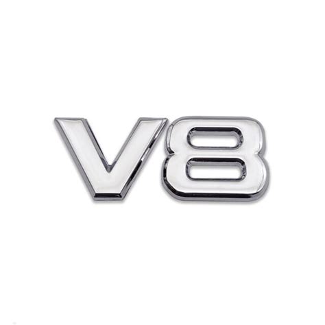 Silver V8 Logo Emblem V 8 Engine Badge Metal Classic Sticker Sport