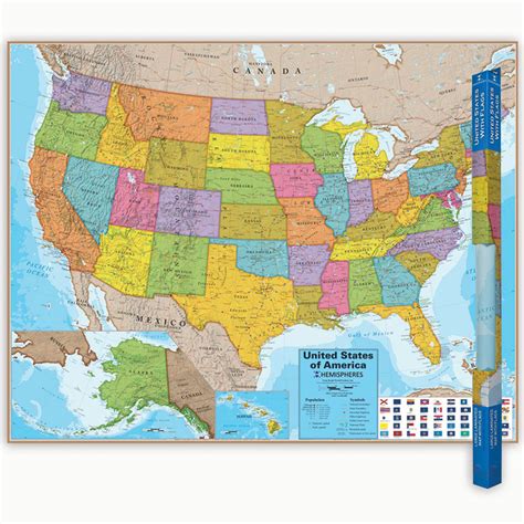 Hemispheres® Blue Ocean Series Usa Laminated Wall Map 38 X 48 Myghop