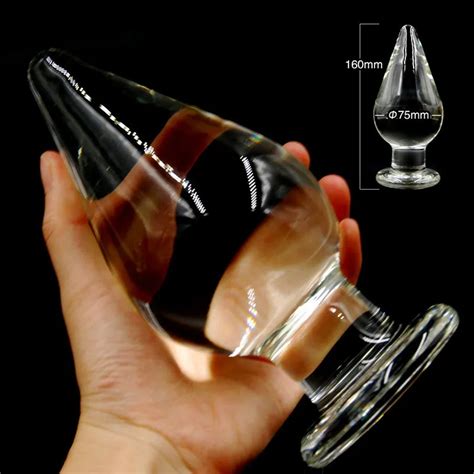 75mm Crystal Pyrex Glass Dildo Fake Penis Anal Butt Plug Huge Dildos Anal Sex Toy Trainer