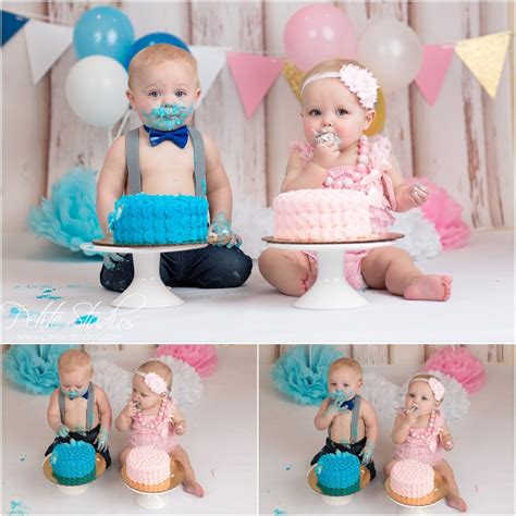 Chicago And Naperville Baby Photographer First Birthday Twins Cake