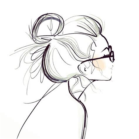 Sundays Are For Messy Buns And Glasses Line Art Drawings Drawing