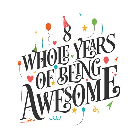 8 Anos De Aniversário E 8 Anos De Design De Tipografia De Aniversário
