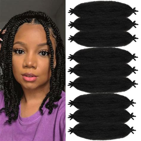 Lingguan Springy Afro Twist Hair 16 Inch 9 Packs Kinky Twist Braiding Hair Extensions Synthetic