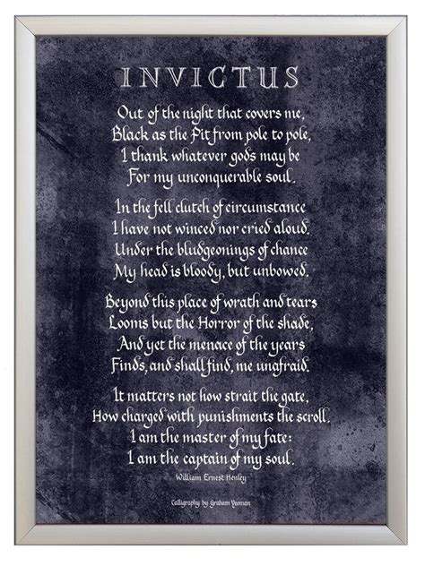 Invictus Calligraphy Poem Etsy UK