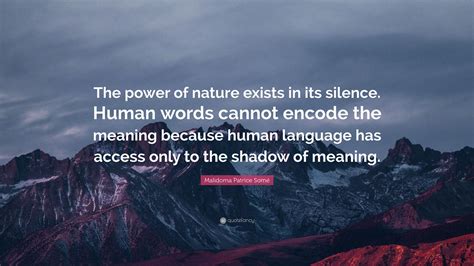 Malidoma Patrice Somé Quote “the Power Of Nature Exists In Its Silence