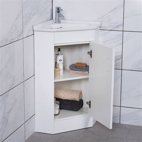 The perfectly sized and shaped vanity unit for small, corner or cloakroom bathrooms. Bathroom Corner Cloakroom Vanity Sink Ceramic Basin ...
