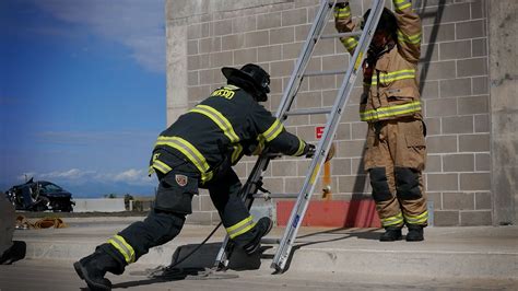 Firefighter Ground Ladder Training Two Man Deployment