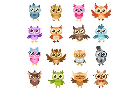 Owls Color Cute Wise Owl Stickers Birthday Kids Shower
