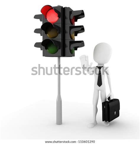 3d Man Traffic Light Stock Photo Edit Now 110601290