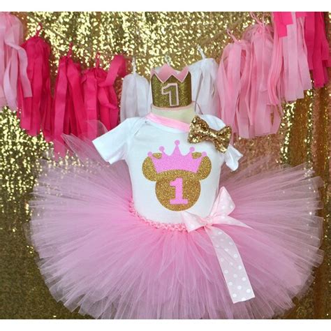 Items Similar To Pink Gold Minnie Mouse First Birthday Outfit Smash Cake Birthday Girl First