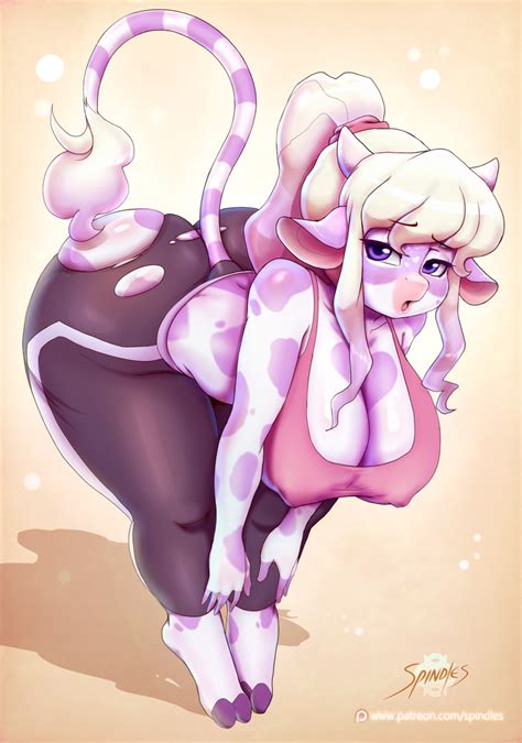 Rule 34 Anthro Ass Bent Over Bovine Breasts Cleavage Female Female
