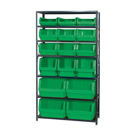 Resistant to moisture, chemicals, solvents and most oils. Quantum Storage Heavy Duty Metal Shelving Unit With 16 Assorted Magnum Bins — 18in. x 42in. x ...