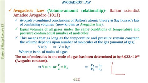 Avogadros Law States Of Matter 13 Youtube