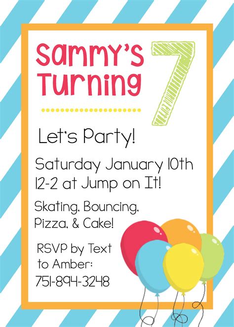 Free Birthday Party Invitation Templates With Photo Free Printable